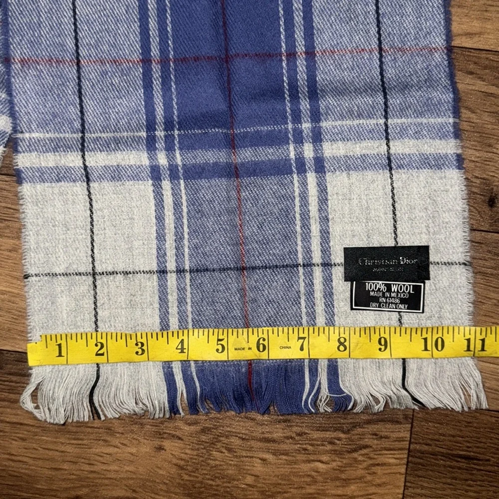 Christian Dior Monsieur 100% Wool Scarf Made In Mexico Nova Check Plaid Vintage